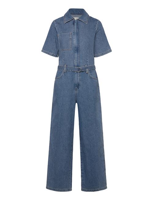 Denim Jumpsuit Belt Mango Blue