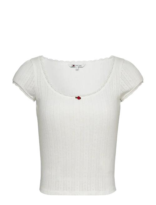 Tjw Slim Sh Pointelle Ss Tee Ext Tommy Jeans White
