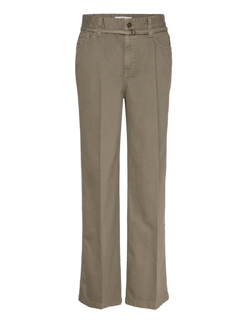 Wide Leg Jeans With Belt Detail Mango Khaki