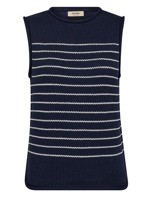 Mmaubin Sl Stripe Knit Top MOS MOSH Navy