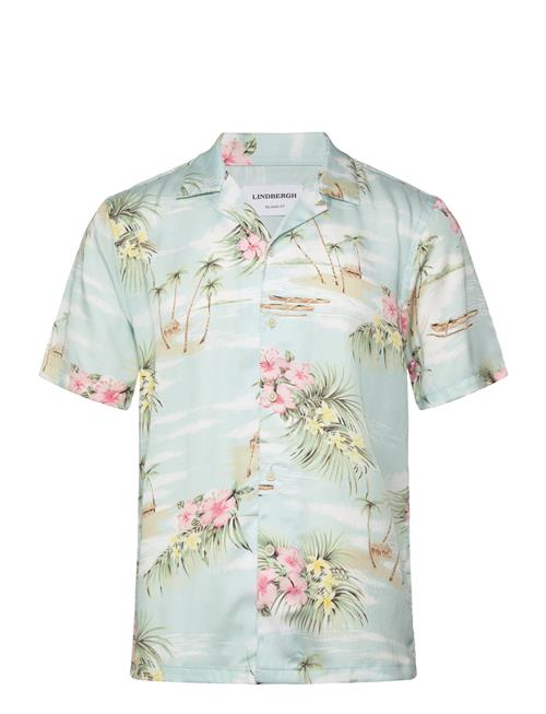 Aop Viscose Resort Collar S/S Lindbergh Blue