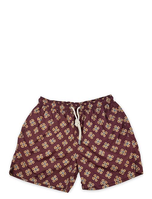 Dark Green Floral Swim Shorts Portia 1924 Burgundy