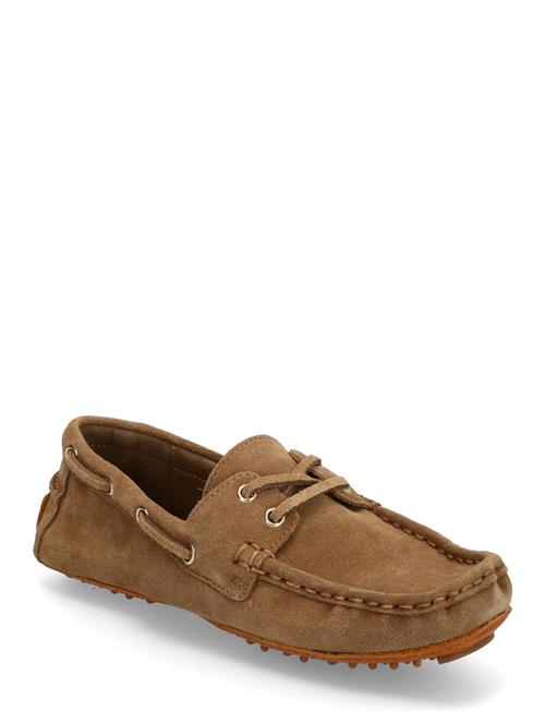 Suede Boat Shoes With Laces Mango Brown