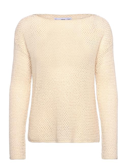 Openwork Knitted Boat-Neck Sweater Mango Cream