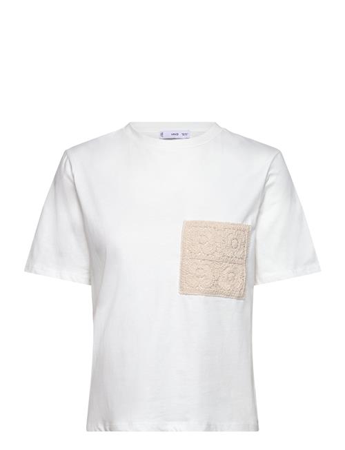 Short-Sleeved T-Shirt With Crochet Pocket Mango White