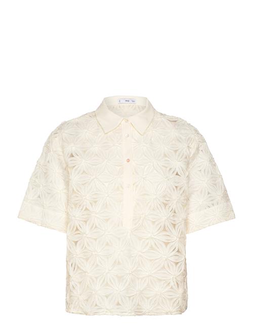 Openwork Floral Textured Shirt Mango Cream