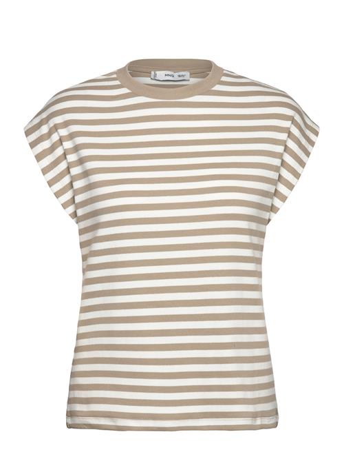 Striped Short-Sleeved T-Shirt Mango Beige