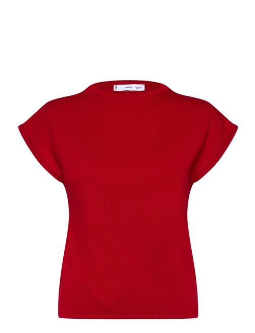 Short-Sleeved Fine-Knit Sweater Mango Red