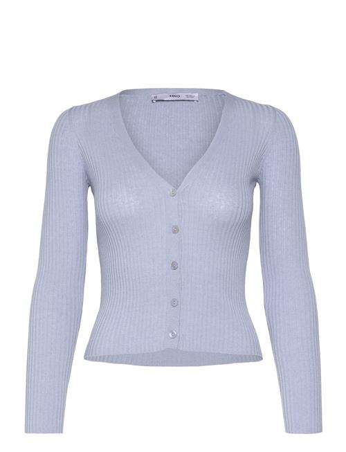 V-Neck Rib-Knit Cardigan Mango Blue