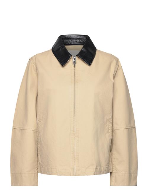 Cotton Jacket With Contrasting Collar Mango Beige