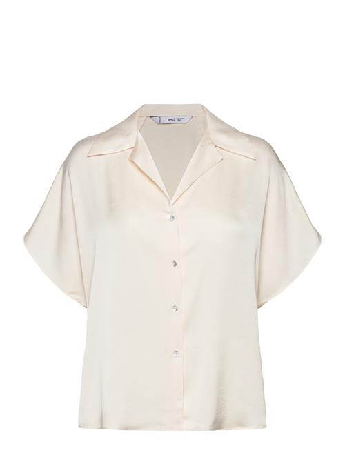 Short-Sleeved Satin Shirt Mango Cream