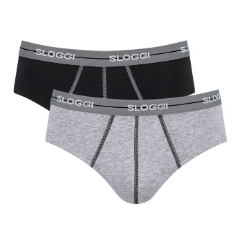 Sloggi 2P For Men Start Midi Grå bomuld Small Herre