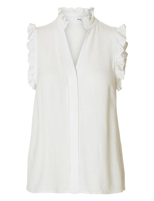 Slfviva Sl Sun Ruffle Top Noos Selected Femme White