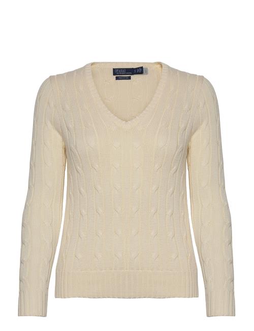 Cable-Knit Cotton V-Neck Sweater Polo Ralph Lauren Cream