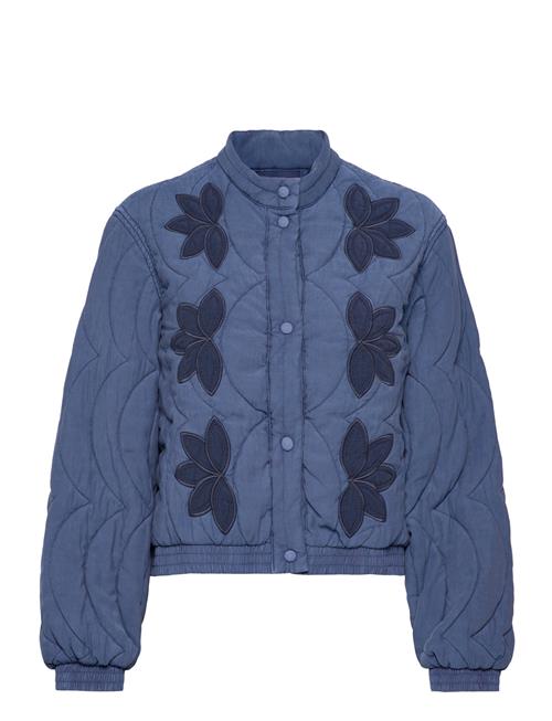Floral-Embroidered Padded Jacket Mango Blue