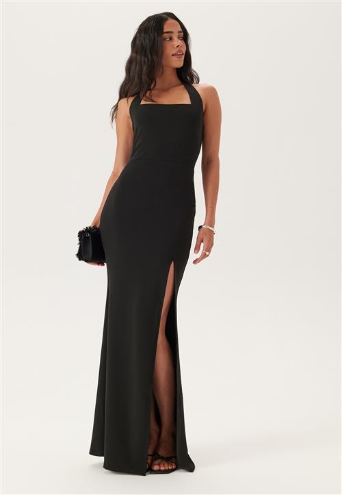 John Zack Halter Neck Maxi Dress With Split