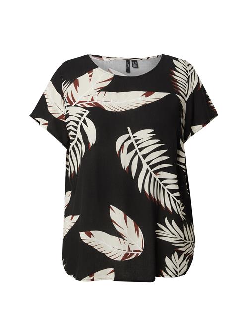 Vero Moda Curve Bluse 'VMCEASY JOY'  ecru / kastaniebrun / sort
