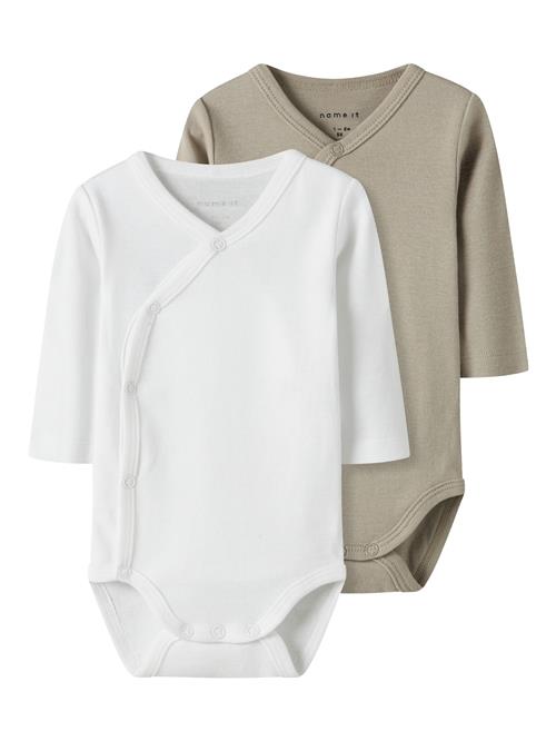 NAME IT Sparkedragt/Body  mørkebeige / hvid