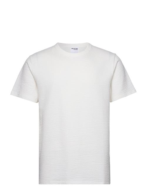Slhsander Seersucker Ss O-Neck Tee Selected Homme White