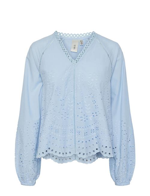 Yasluma Ls V-Neck Top S. Noos YAS Blue