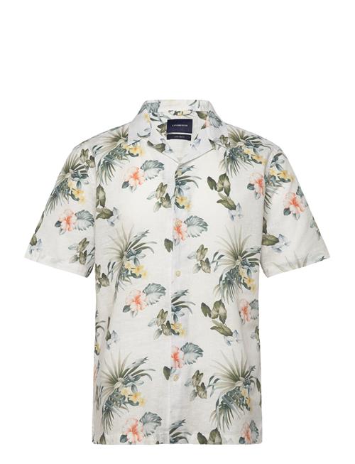 Linen Blend Aop S/S Shirt Lindbergh White