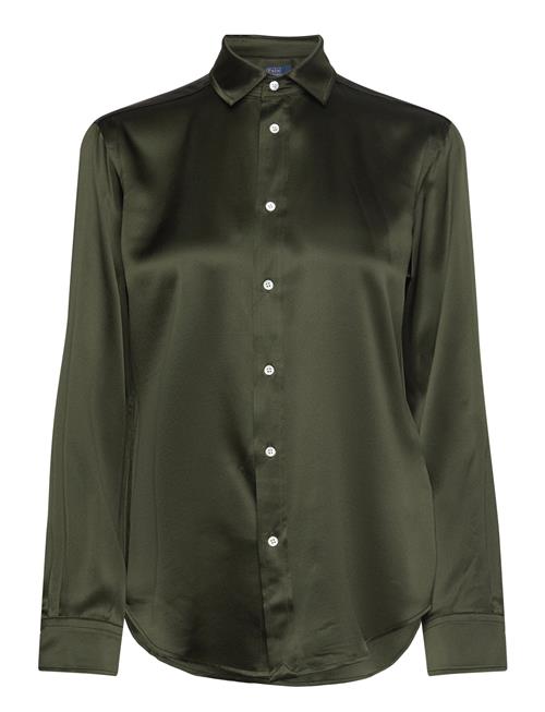 Se Slim Fit Silk Shirt Polo Ralph Lauren Green ved Booztlet