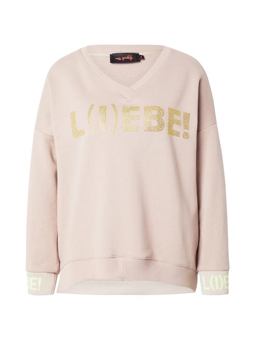 miss goodlife Sweatshirt 'L(i)ebe'  cappuccino / gylden gul / neongrøn
