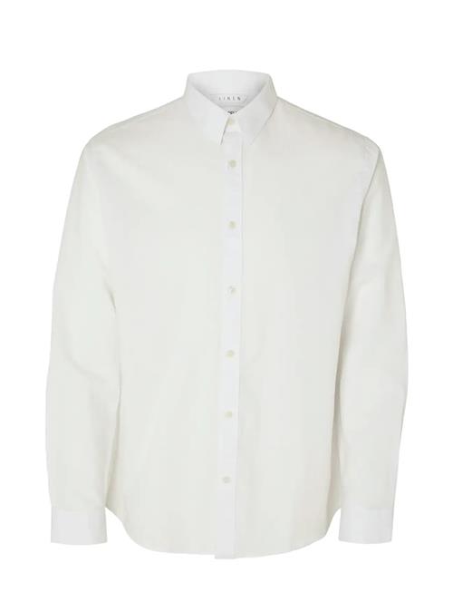 Slhregnew-Linen Shirt Ls Classic W Selected White