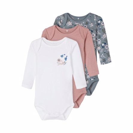 Se NAME IT 3-Pak ØKO Body Langærmet Pale Mauve Flower hos SmartKidz