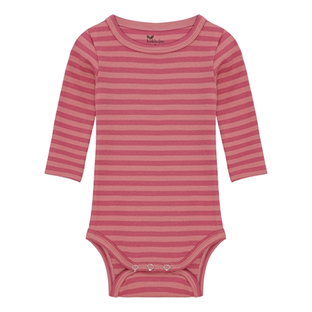 Se BIRKHOLM Stribet Rib Body Hindbær Rosa & Falmet Rosa hos SmartKidz