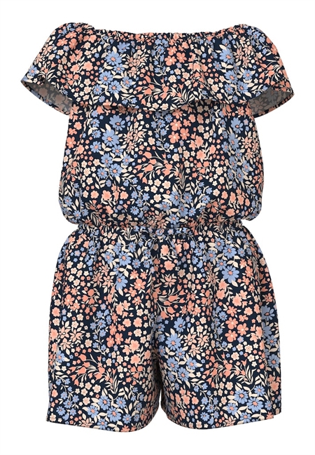 NAME IT Kortærmet Playsuit Vinaya Dark Sapphire Blomster