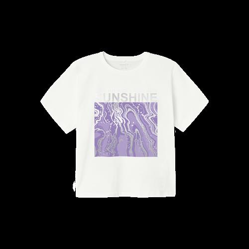 NAME IT Løs Kort T-Shirt Javase Bright White Purple