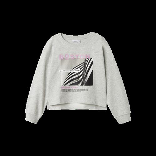 Se NAME IT Kort Sweatshirt Kaliss Light Grey Melange hos SmartKidz