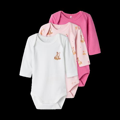 Se NAME IT 3-Pak Body Langærmet Ibis Rose hos SmartKidz
