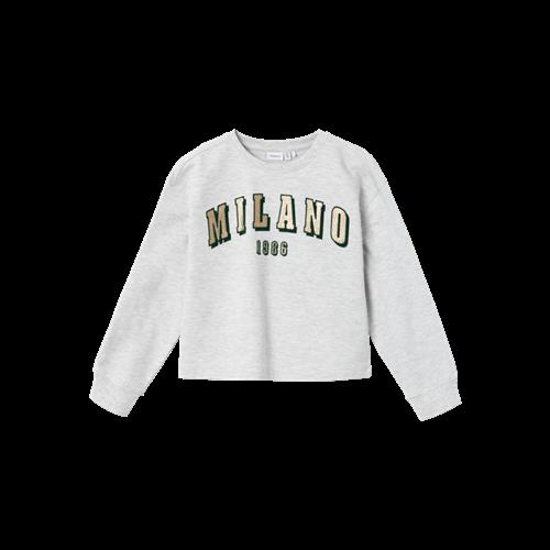 Se NAME IT Kort Sweatshirt Losefine Light Grey Melange hos SmartKidz