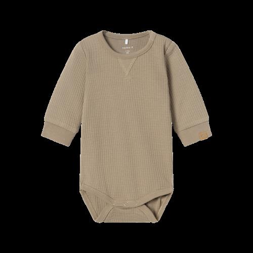 NAME IT Langærmet Body Notat Weathered Teak