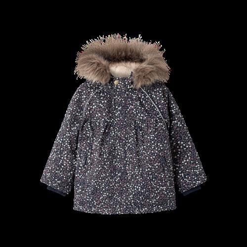 Se NAME IT SNOW05 Vinterjakke Blomster Dark Sapphire hos SmartKidz