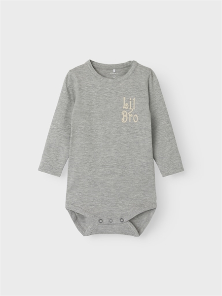 Se NAME IT Langærmet Body Laby Grey Melange hos SmartKidz