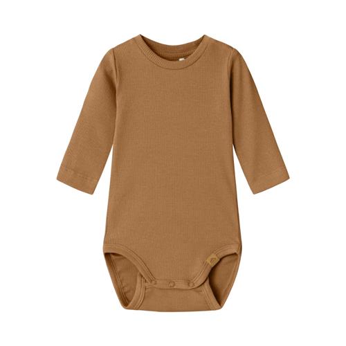 NAME IT Langærmet Rib Body Norro Almond