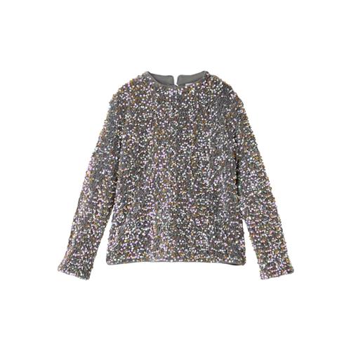 Se NAME IT Langærmet Paillet Bluse Runica Granite Grey hos SmartKidz