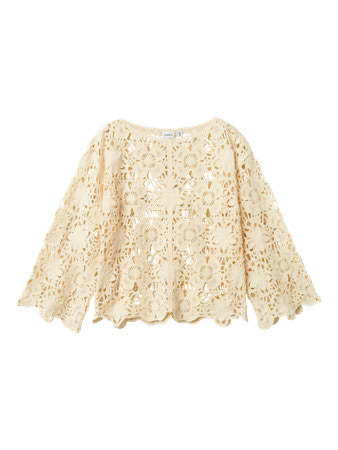 Se NAME IT Langærmet Strik Blonde Bluse Fenrun Cloud Dancer hos SmartKidz