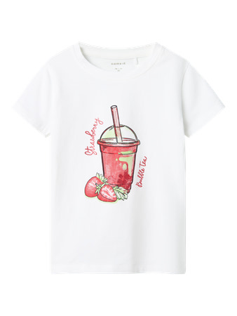 Se NAME IT T-shirt Foji Strawberry Bright White hos SmartKidz