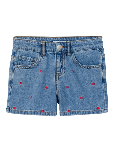 NAME IT Shorts Bella Medium Blue Denim Heart Embroidery