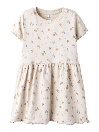 NAME IT Kortærmet Kjole Hiline Sandshell