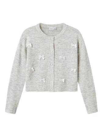 Se NAME IT Sløjfe Strik Cardigan Karin Light Grey Melange hos SmartKidz