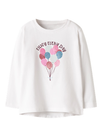 Se NAME IT Langærmet Bluse Vix Bright White Balloons hos SmartKidz