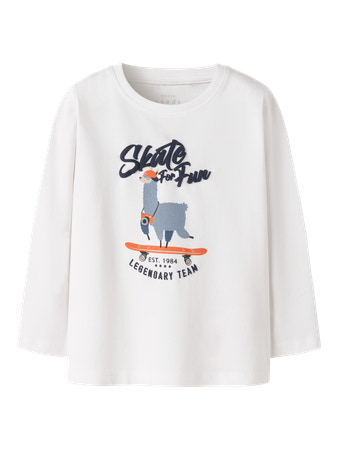Se NAME IT Bluse Vux Bright White Skater Llama hos SmartKidz