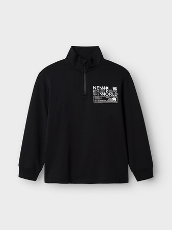 Se NAME IT Half Zip Sweatshirt Kimba Black hos SmartKidz