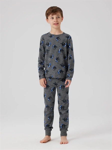 Se NAME IT Natsæt Mel Skull Dark grey hos SmartKidz