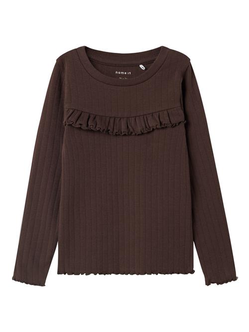 NAME IT Langærmet Bluse Lalla Seal Brown
